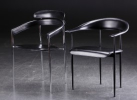 rygrad vandfald Eftermæle Par italienske stole i sortkernelæder og metal (2) - Lauritz.com