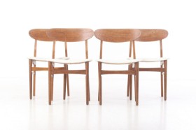 Set of four teak / oak chairs, 1950-60s (4)