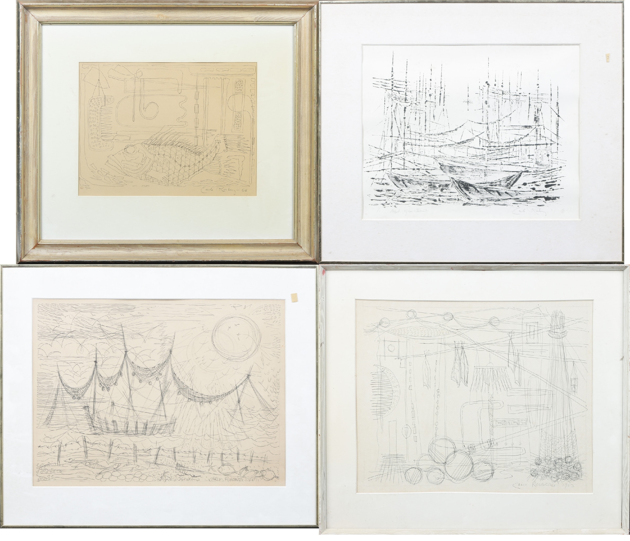 Carlo Rosberg. Four lithographs 1963/65/66/71. (4)