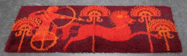 Rya tæppe, ca. 150x85 cm. Denne vare er sat til omsalg under nyt varenummer 4615712