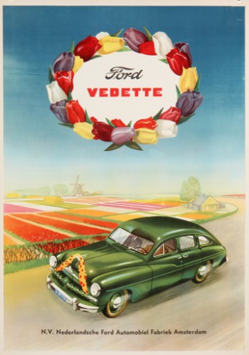 Nederlandsk plakat, Ford Vedette, ca. 1950erne