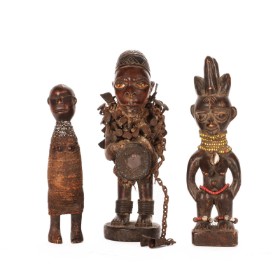 Africana. Three figures from, among others Congo and Gabon / Cameroon.