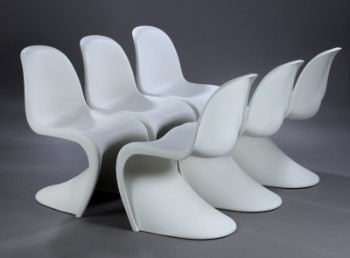 Verner Panton. Et sæt på seks frisvinger stole Panton Chair, hvid. (6)