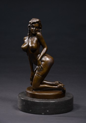 Bronzeskulptur, erotisk nøgen kvinde