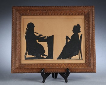 Silhouetklip af consumptionsforvalter Lauritz Laurberg og hustru Ellen Cathrine Hatting, O. 1820