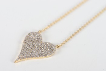 Brilliant hjerte halskæde af 14 kt guld, 0.50 ct