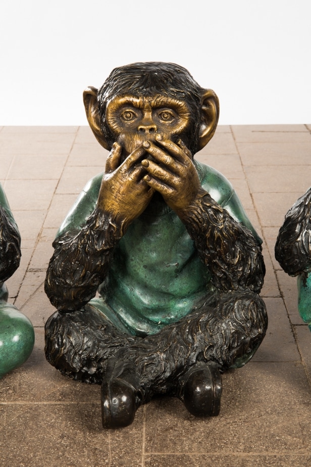 Skulpturer/figurer, de 3 vise aber, 'Ikke høre, ikke se, ikke tale'-aberne, bronze (3)