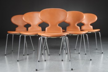 Arne Jacobsen. Myren stol, cognacfarvet læder, model 3101 (7)