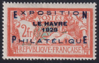 FRANKRIG. AFA 232. Le Havre 1929. Friskt ubrugt eksemplar af et vanskeligt mærke.