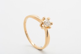 Solitaire ring with brilliant-cut approx. 0.35 ct, 14 ct. gold, size 60