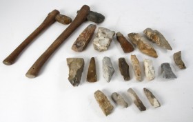 Denmark's antiquity. Collection of flint stone axes. (18)