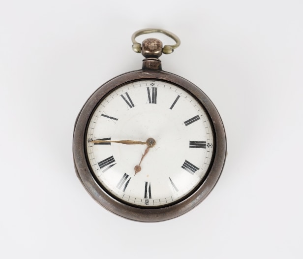 James Barden, London: English sterling silver spindle pocket watch, 1828