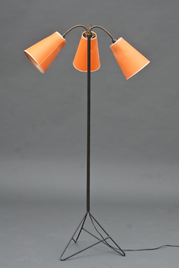 Standerlampe med 3 stof skærme