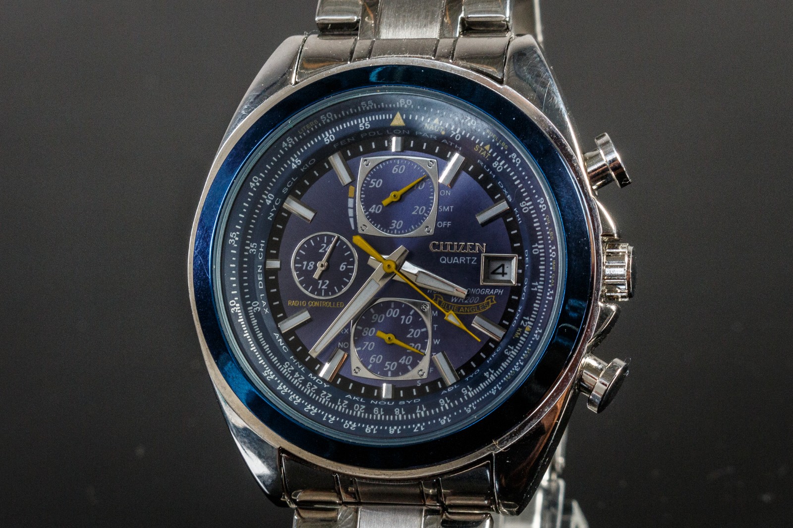 Citizen Eco Drive WR200 World Chronograph Radio Controlled Blue