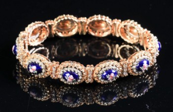 Vintage armbånd med emalje og diamanter af 18 kt. guld