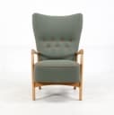 Søren Hansen for Fritz Hansen. Højrygget lænestol, 1940'erne, nyrenoveret