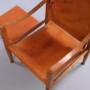 Kaare Klint. Safari chair with seat cushion in cognac leather.