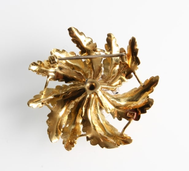 Blomsterbroche, 18 kt. guld