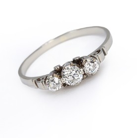 Svend Valdemar Nielsen. Diamond ring in 14 kt. white gold with old cut diamonds, 0.40 ct.