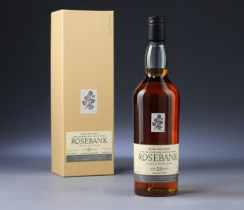 Whisky. Rosebank 25 års single malt 61,4%, 0,7 l