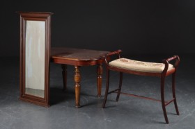 Collection mahogany furniture/mirror. (3)