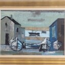 Ernst Rasmussen: Fiskerleje, olie på lærred (cd)