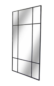 Large New Yorker mirror with black iron frame, antique look. 200x100 cm.