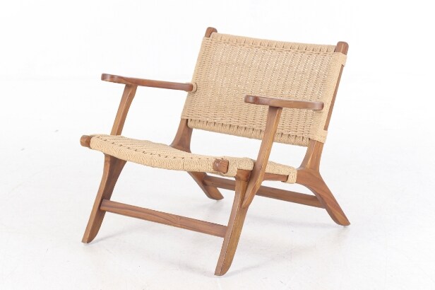 Lounge chair made of teak wood / paper yarn, model Saga