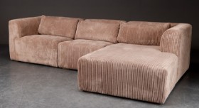 Living&more. 3 - pers. sofa med chaiselong, Model Karl - Mocca