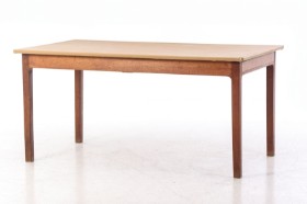 Rectangular oak table fitted with leather