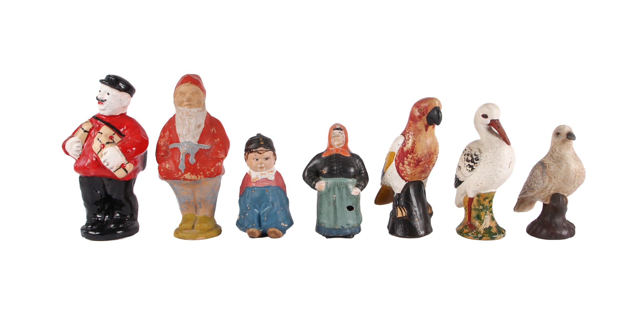 Collection of antique money boxes made of painted earthenware (7)