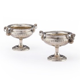 A pair of Late Empire silver saltware, master Peter Jacob Malmborg, Copenhagen 1832 (2)