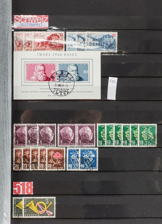 SWITZERLAND. 1880-1970. Well stamped duplicate lot in 4 large insert books