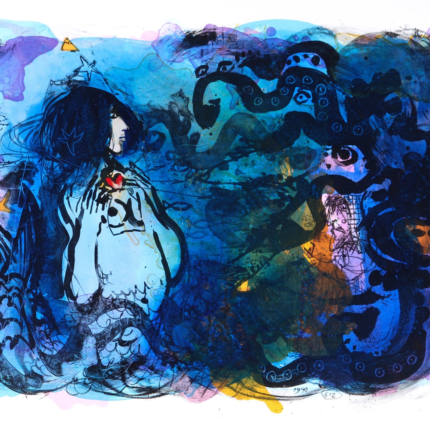 Adi Holzer. Composition with figure. Lithograph | Lauritz.com
