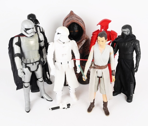 A collection of Star Wars figures