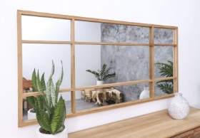 Mirror with frame in teak wood, rustic finish. 180x90 cm.