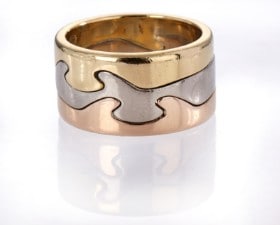 Nina Koppel for Georg Jensen. 'Fusion' ring af 18 kt. trefarvet guld