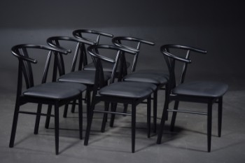 Spisestue stole, model Nanna med polster i sort læder (6)