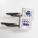 Pair of white gold cufflinks with diamonds and sapphires (2)