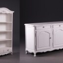 Reol/vitrine, hvid antikbemaling (2)