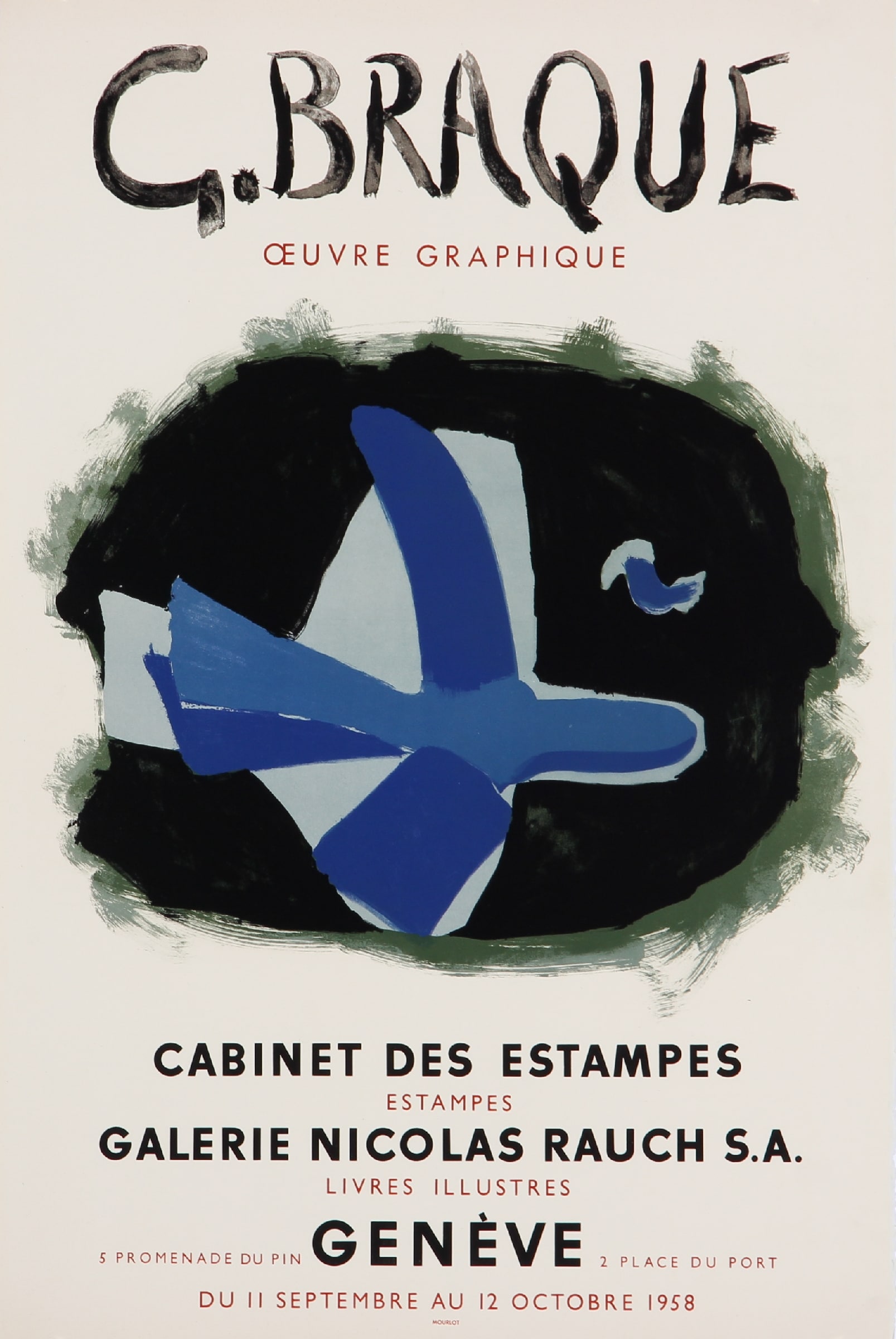 Georges Braque. Lithographic poster for Galerie Nicolas Rauch, 1958
