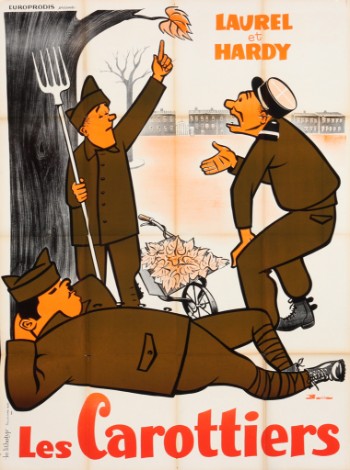 Stor, fransk Gøg og Gokke-plakat, Les Carottiers, ca. 1950