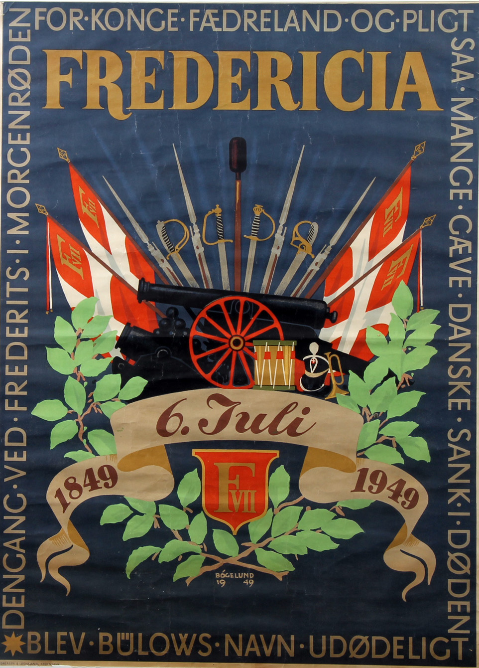 Thor Original vintage plakat 'Fredericia 1849 - 1949', litografi, 1949 | Lauritz.com