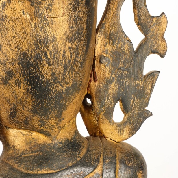Buddha figur af forgyldt træ, Burma/Myanmar, 1900-tallet