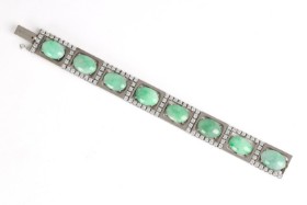 Per Borup (1936-2012): Jade og brillantarmbånd af 18 kt. hvidguld, 90,5 g.