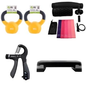 Udstyr til hjemmefitness -  InShape håndtræner, InShape stepbænk, &Fit kettlebells og Pure energy fitness kit (4)