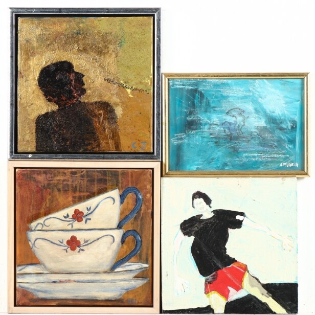 Gitte Skovmand, Ellis Utzon, etc. Collection paintings. (4)