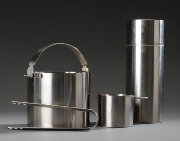 Stelton. Arne Jacobsen Cylinda Line. Isspand, istang, shaker, lille askebæger (4)