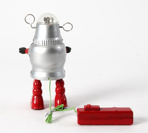 Ha Ha Toy. Robot Piston Action. Batteridrevet Robot samt Lantern Robot og 4 stk. Japanske Robot Låg / topemballage og 3 Danske Filmprogrammer (9)
