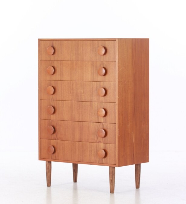 Kommode af teak med 6 skuffer, 1960'erne